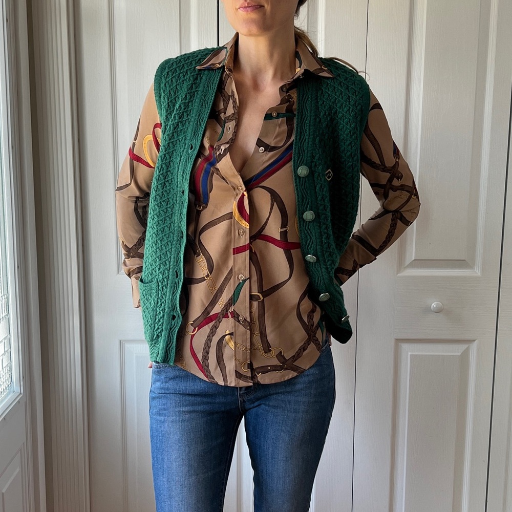 Le Marine Green Knitted Women's Sweater Vest - Picture 4 of 10